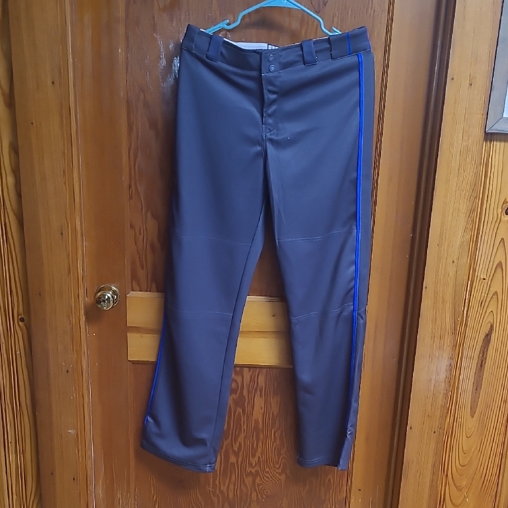 Bershka Men's Charcoal Pants with Electric Blue Stripe